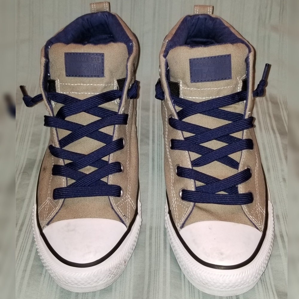 Unisex Mid Top Converse Tan Navy Sz M9 W11